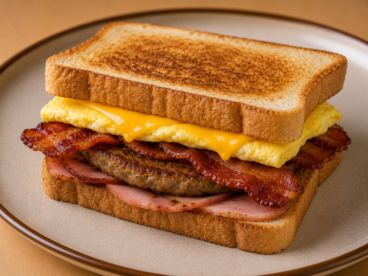 Three Meats Breakfast Sandwich